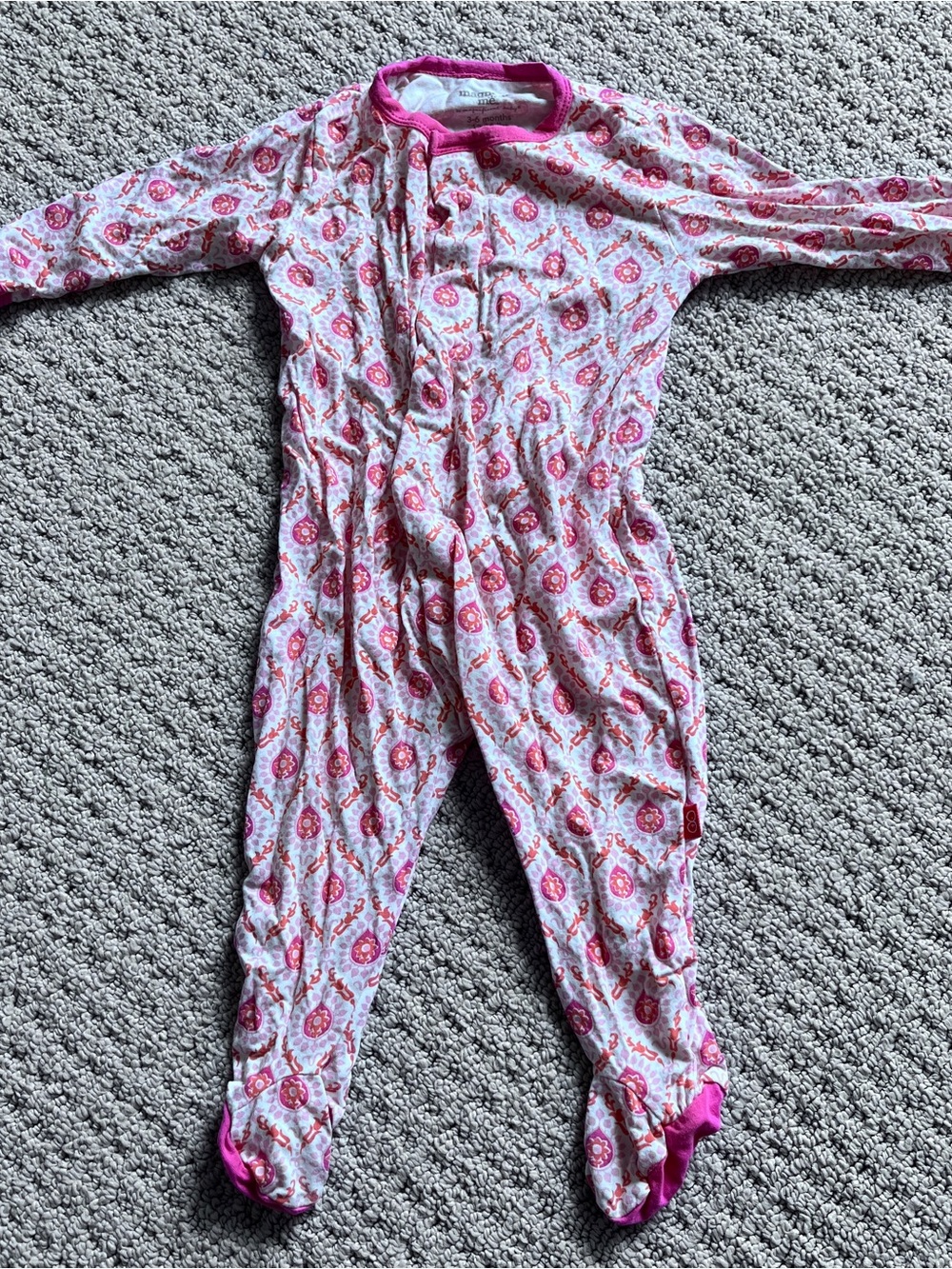 Magnetic Me Pink Floral Print Girls Footed Pajama